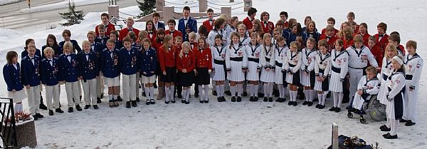 Alle Lillehammers skolekorps samlet p Flisa. Foto: Stein Helge Riise